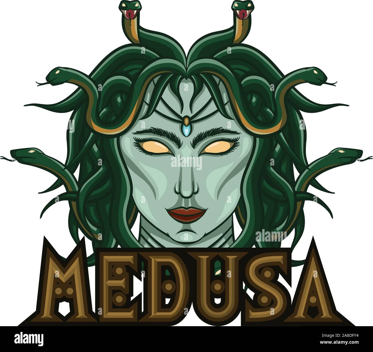 myth of medusa for e-sport logo, mascot and print t-shirt illustration Stock Vector