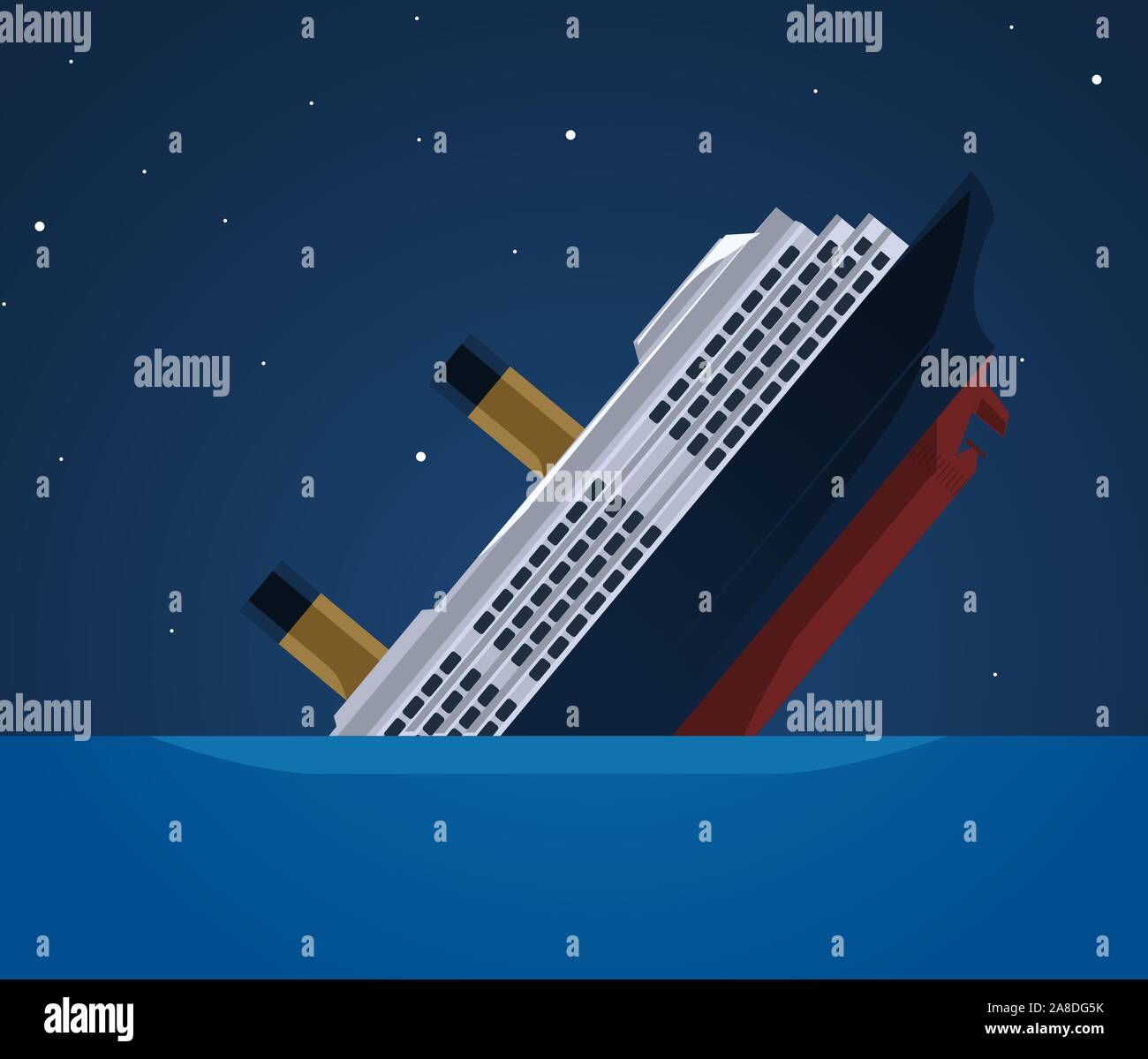 Sinking ship illustration Stock Vector