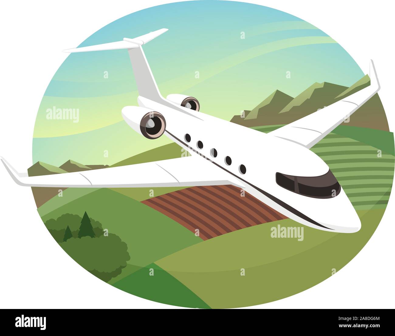private jet flying in the sky vector cartoon illustration Stock Vector  Image & Art - Alamy