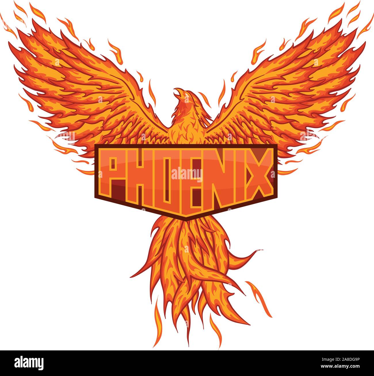 myth of phoenix for e-sport logo, mascot and print t-shirt illustration Stock Vector