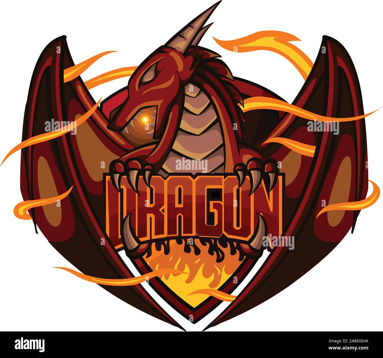myth of dragon for e-sport logo, mascot and print t-shirt illustration Stock Vector