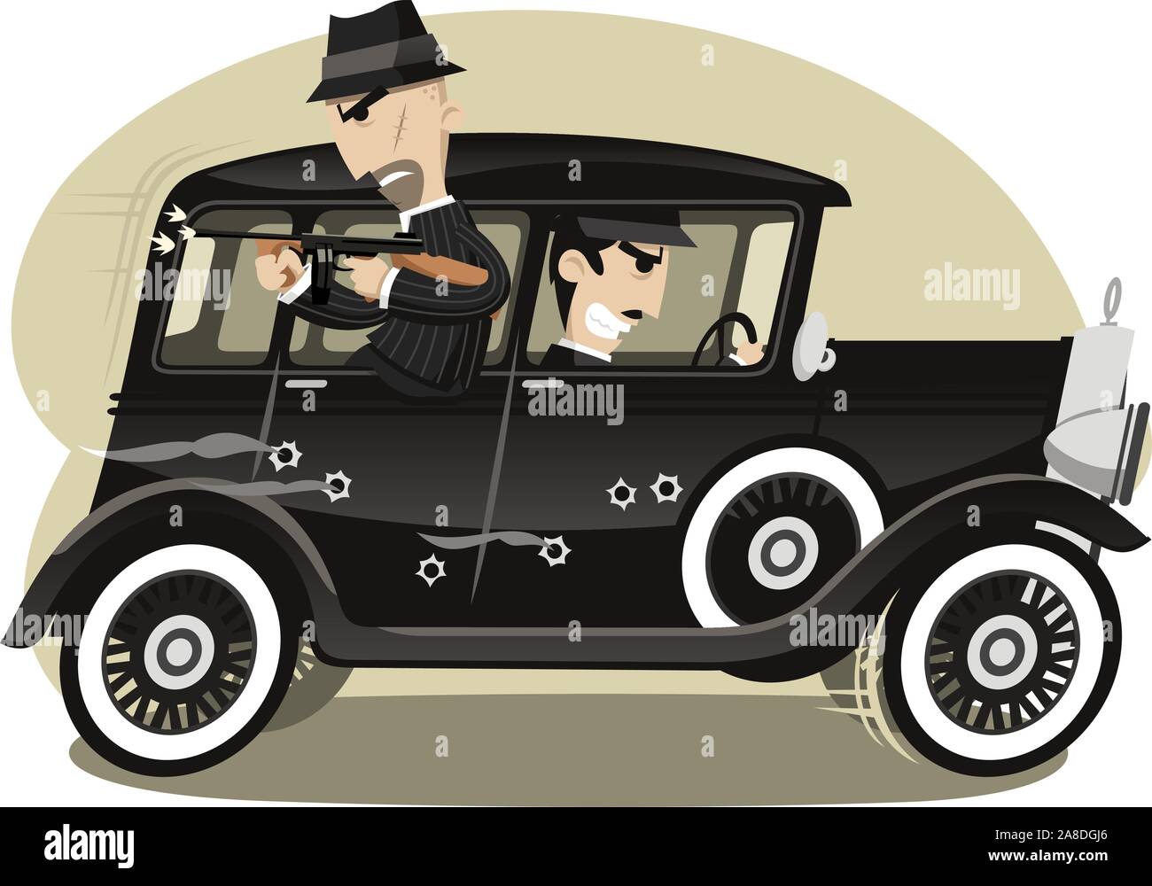 Gangsters Mob Gunman, vector illustration cartoon. Stock Vector