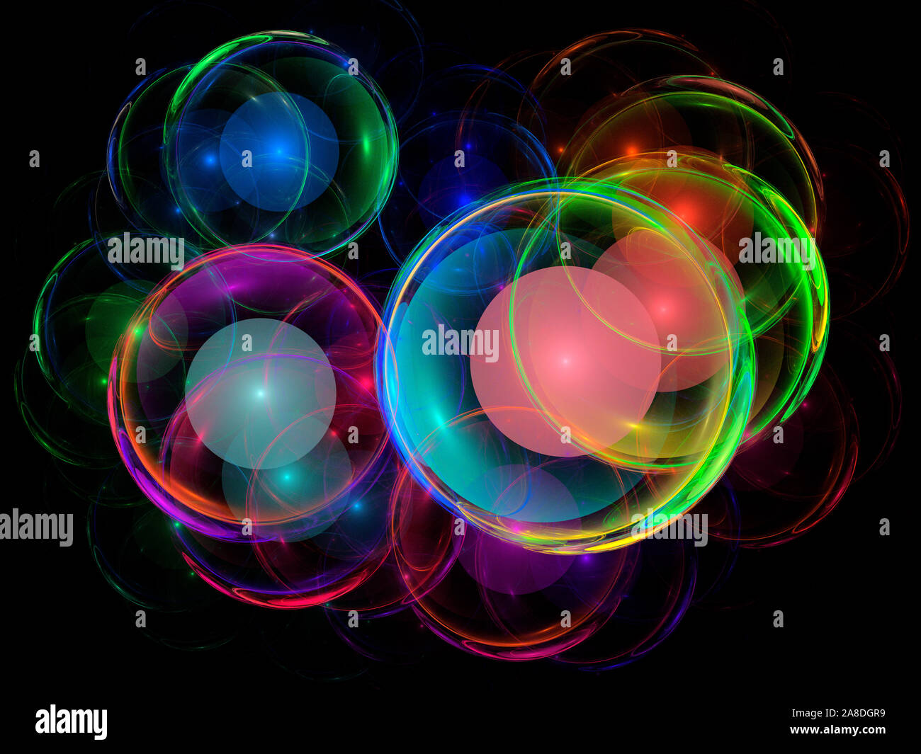 Colorful fractal plasma sphere, strings of chaotic plasma energy. smoke