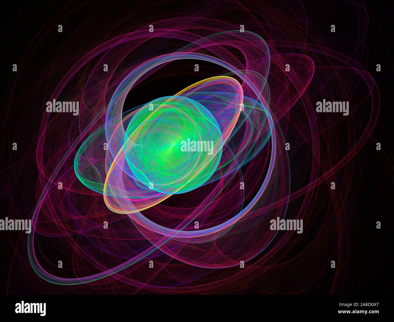 Colorful fractal plasma sphere, strings of chaotic plasma energy. smoke