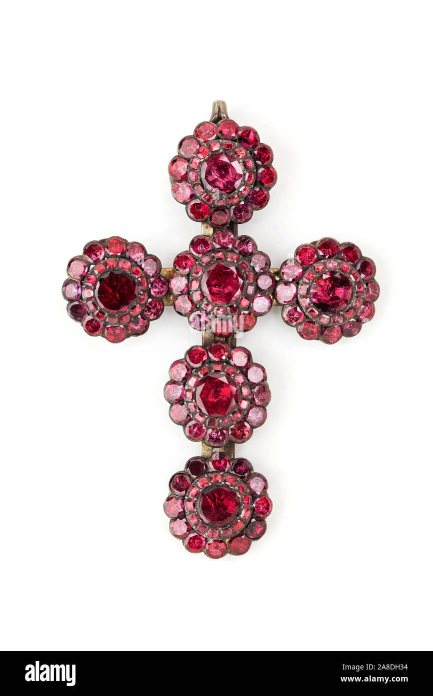 Red garnet crucifix Stock Photo