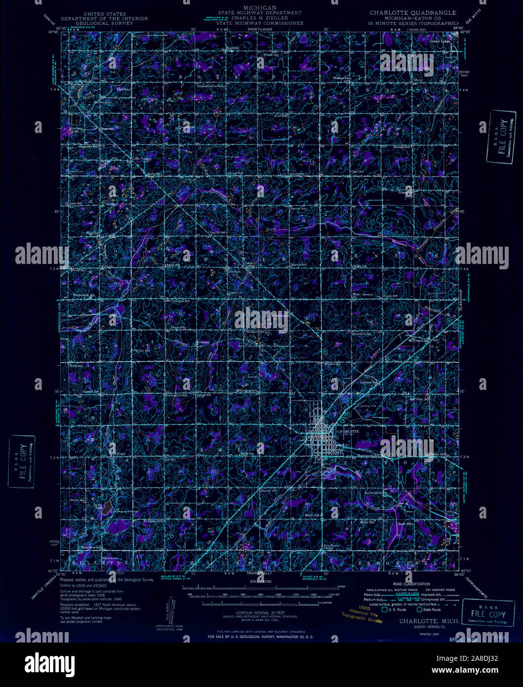 Charlotte michigan map hires stock photography and images Alamy