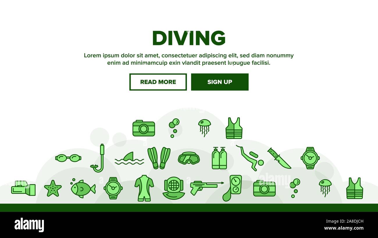 Scuba Diving Equipment Vector Linear Icons Set Stock Vector Image & Art ...
