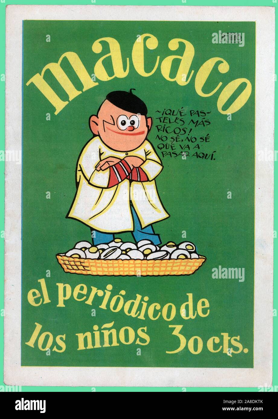Portada de la revista infantil Macaco, editada en Madrid, junio de 1928. Author: K-HITO. Ricardo García López. Stock Photo