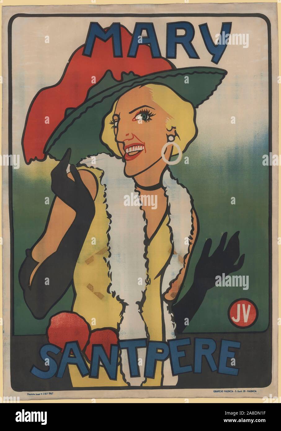 Cartel promocional de Mary Santpere Hernáez (1917-1992), actriz de teatro cómico catalana. B33457. Stock Photo