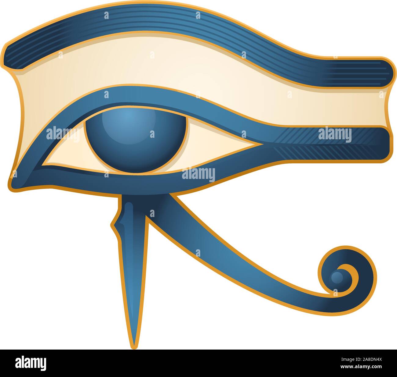 The Eye of Horus Egypt Deity, with Egyptian religious myth figure deity. Vector illustration cartoon. Stock Vector