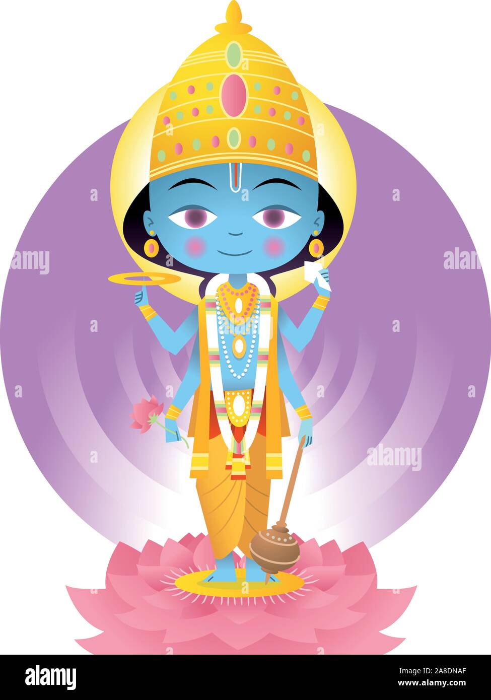 Hindu god vishnu cartoon illustration Stock Vector Image & Art - Alamy