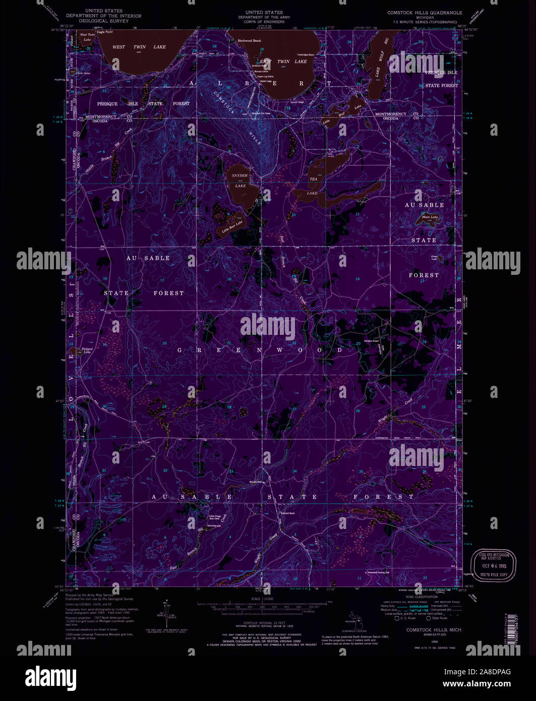 Michigan map 1950 hi-res stock photography and images - Alamy