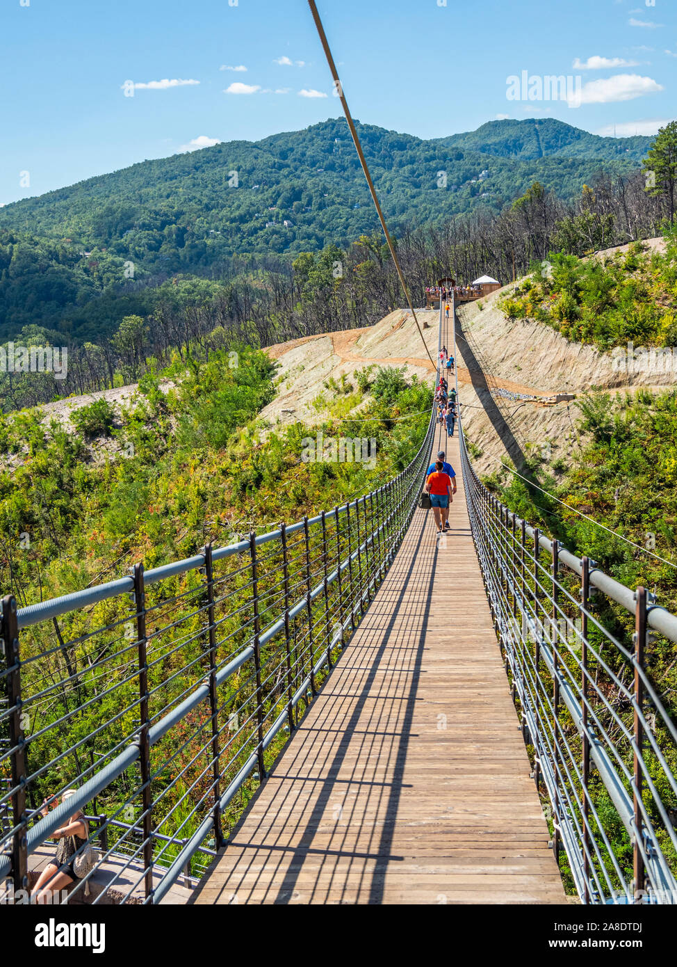 Gatlinburg pedestrian suspension Skybridge in the Great Smoky Mountains
