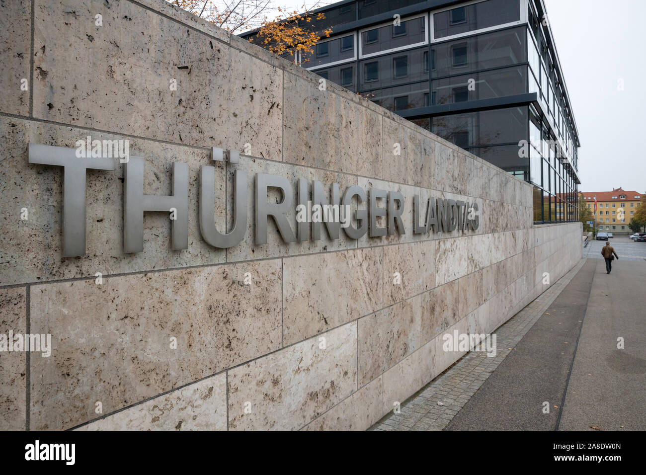 Erfurt, Germany. 08th Nov, 2019. The lettering "Thüringer Landtag" stands  in metal letters on a wall. Thuringia has elected a new state parliament.  Credit: Michael Reichel/dpa/Alamy Live News Stock Photo - Alamy