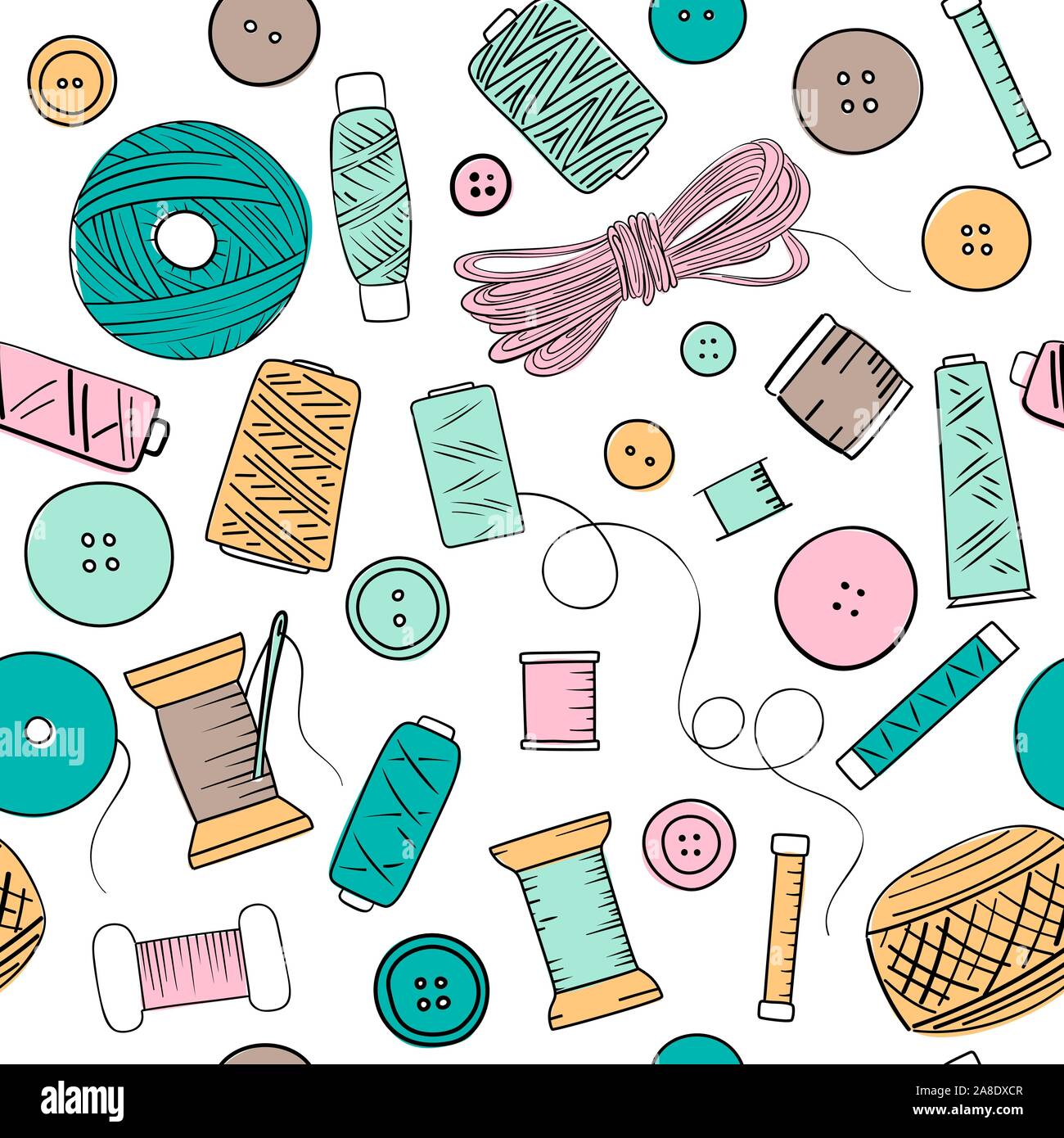 Sewing threads set seamless pattern template Sewing threads. silhouette