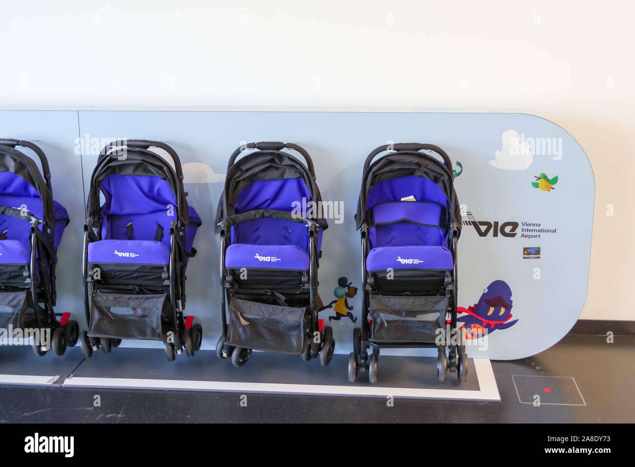 wien international airport, Wien, Austria, 11/02/2019 , Baby stroller, or  baby carriage service in Wien international airport Stock Photo - Alamy