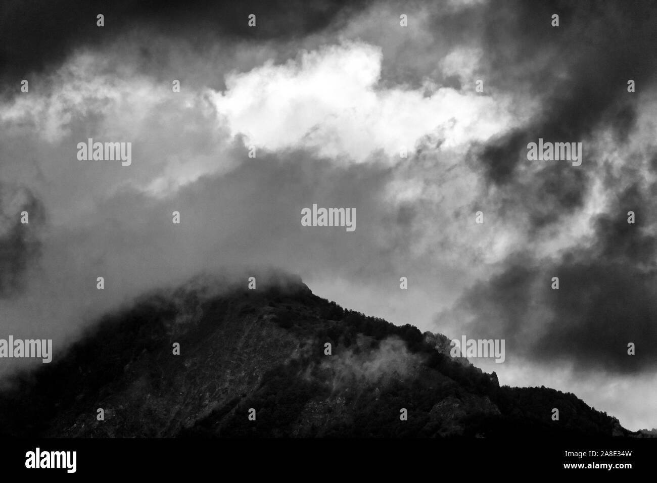 Black and white view of the mountains of the Southern Greater Caucasus, Azerbaijan Stock Photo