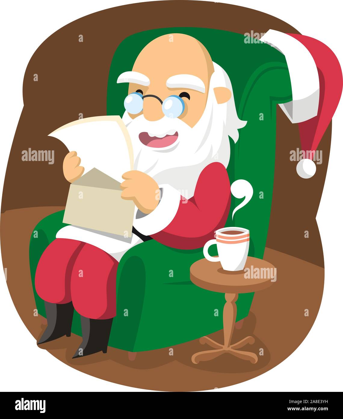 Santa Claus reading letters Stock Vector