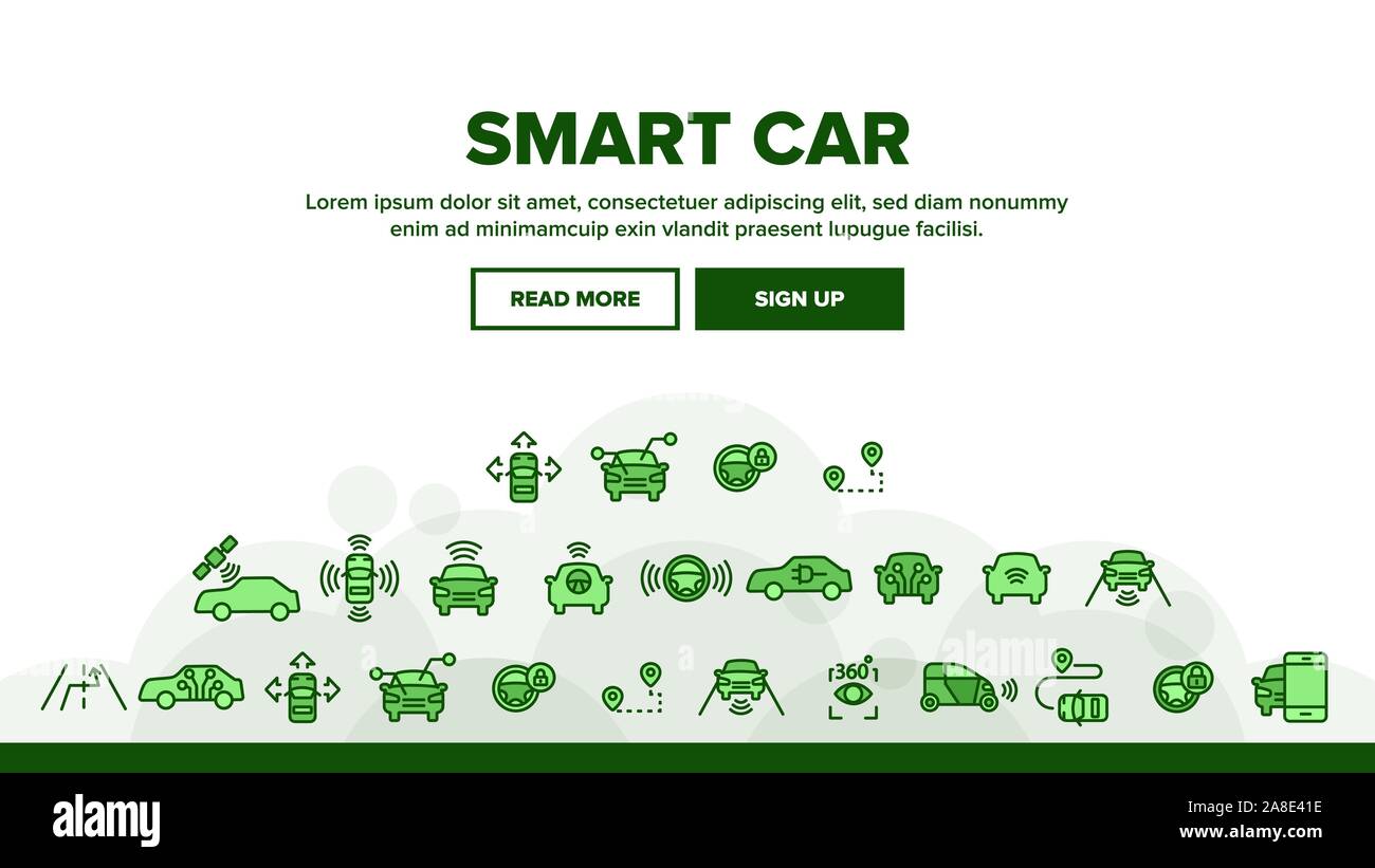 Collection Smart Car Elements Icons Set Vector Stock Vector Image & Art ...