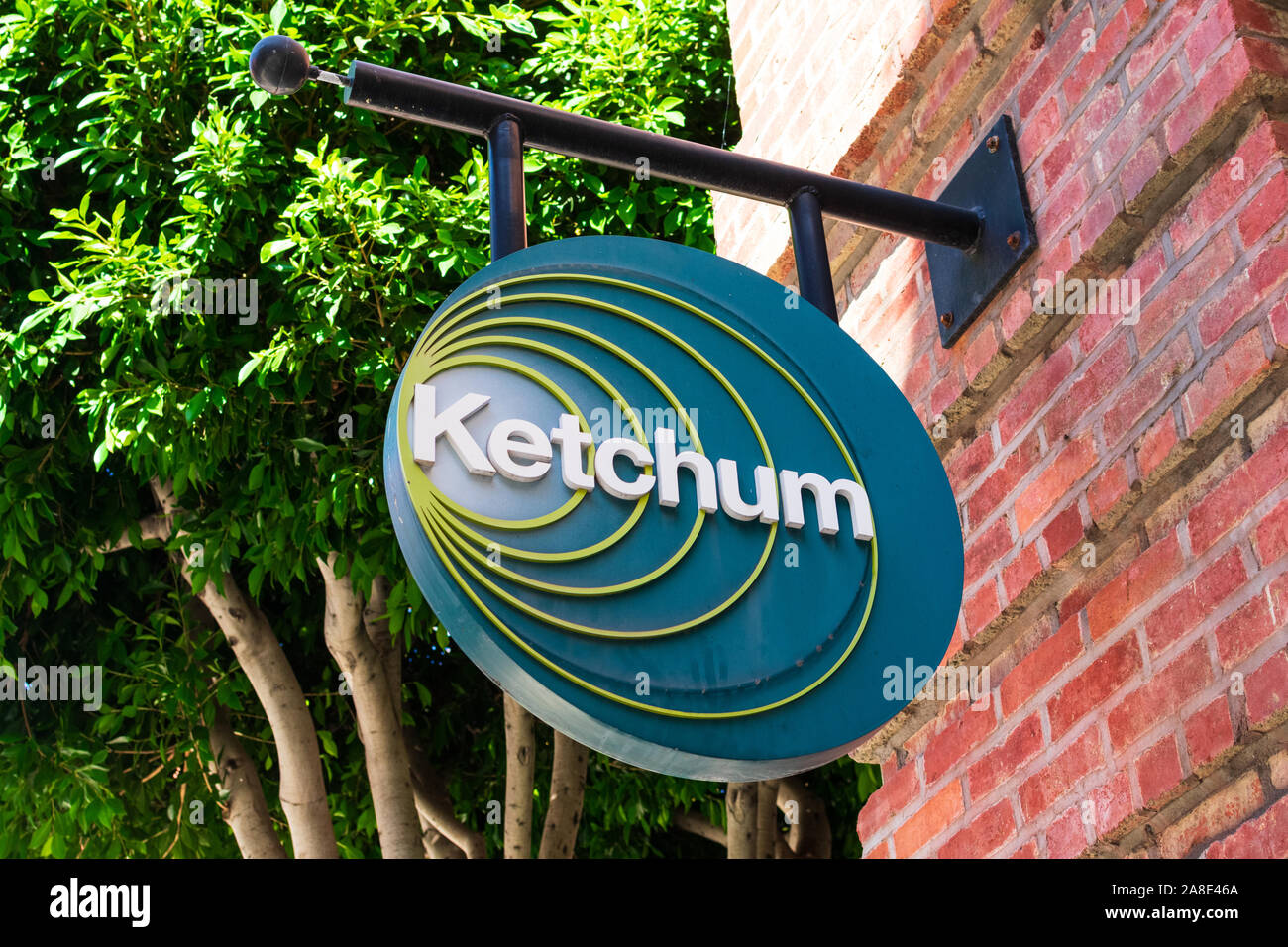 Ketchum sign at the office global public relations firm. Ketchum