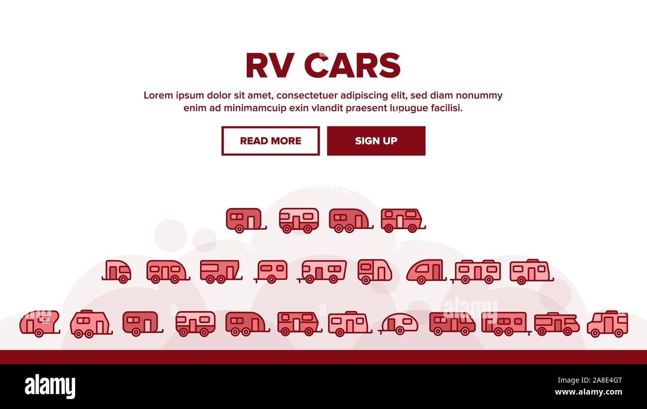 Collection Rv Camper Cars Vehicle Icons Set Vector Stock Vector Image ...