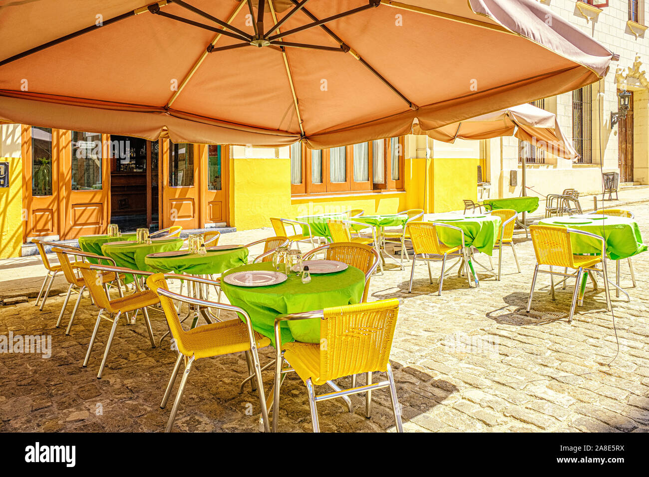 Bright color summer cafe. Stock Photo