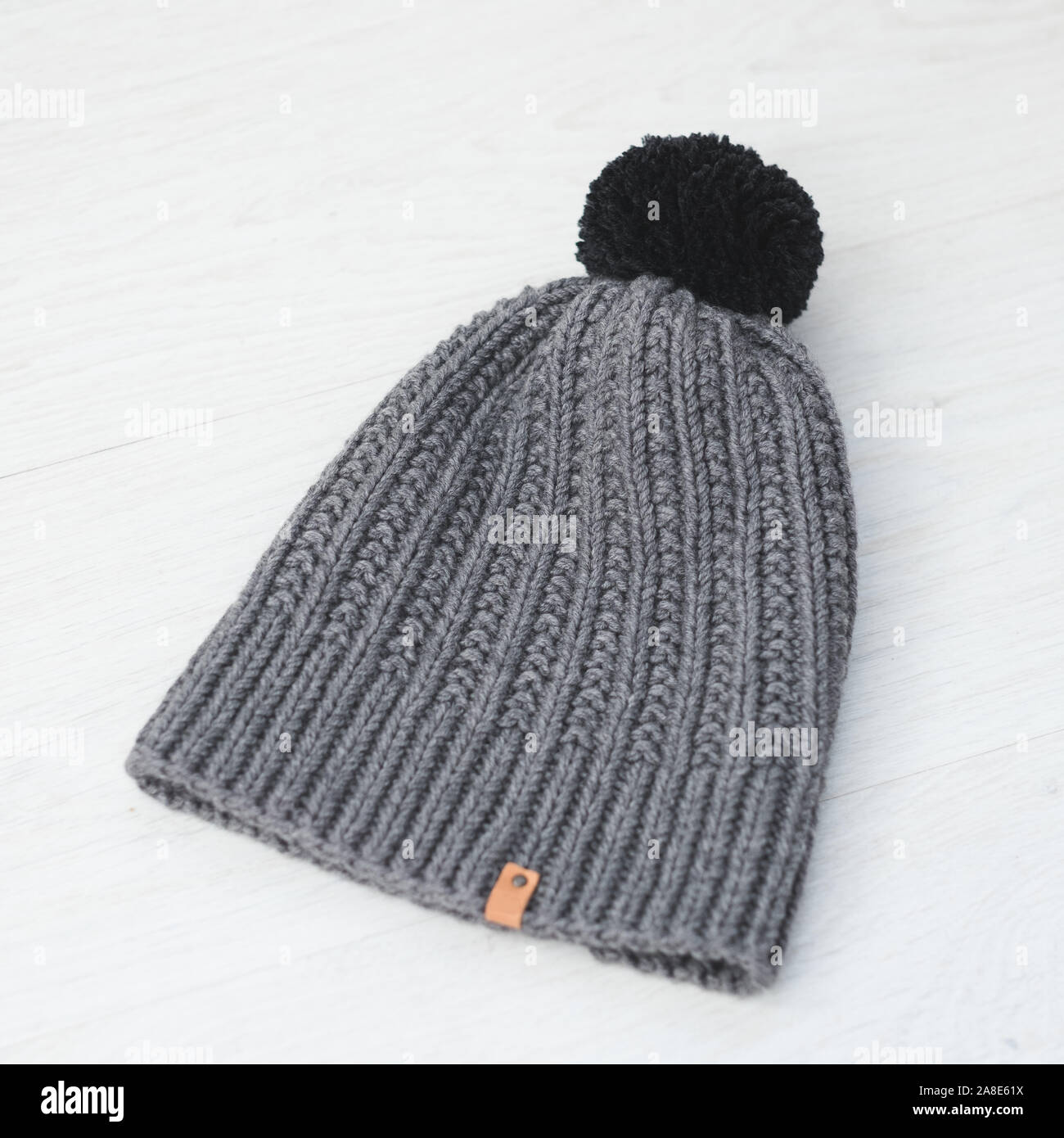 cute cozy knitted children winter hat Stock Photo - Alamy