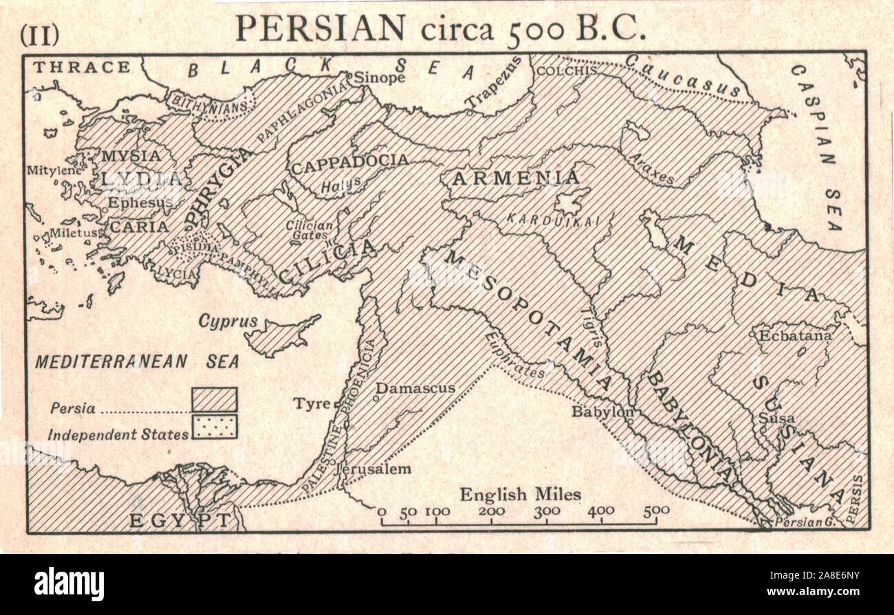 'Persian, circa 500 B.C.', c1915. Map of the eastern Mediterranean and