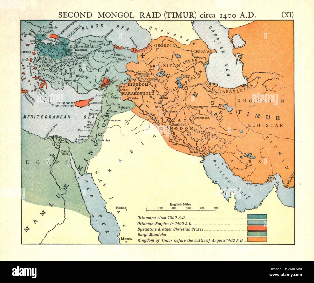 Second Mongol Raid (Timur), circa 1450 A.D.', c1915. Map of ...