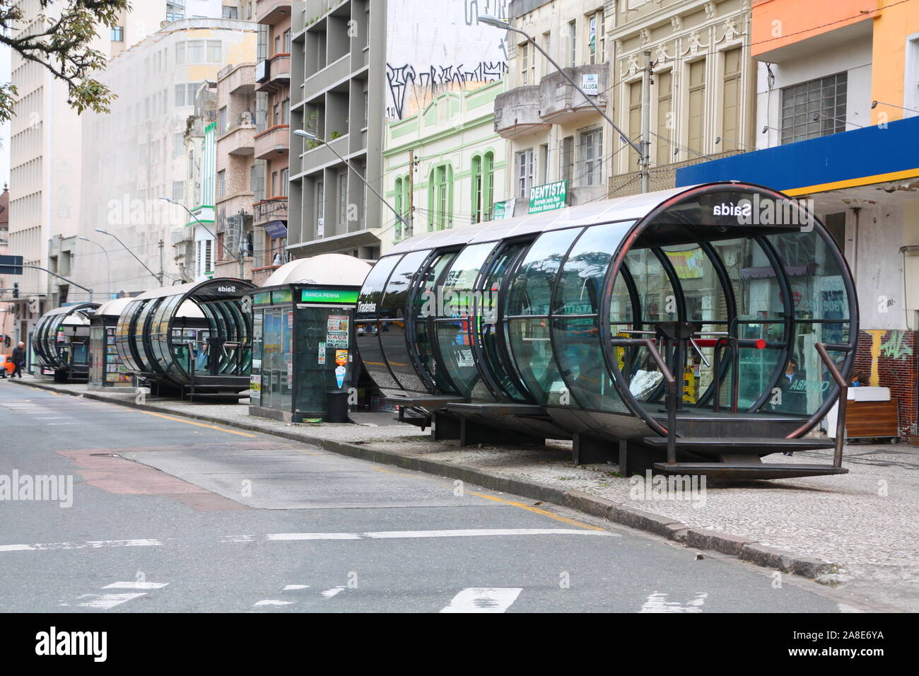 Curitiba bus rapid transit BRT system bus stop Stock Photo - Alamy