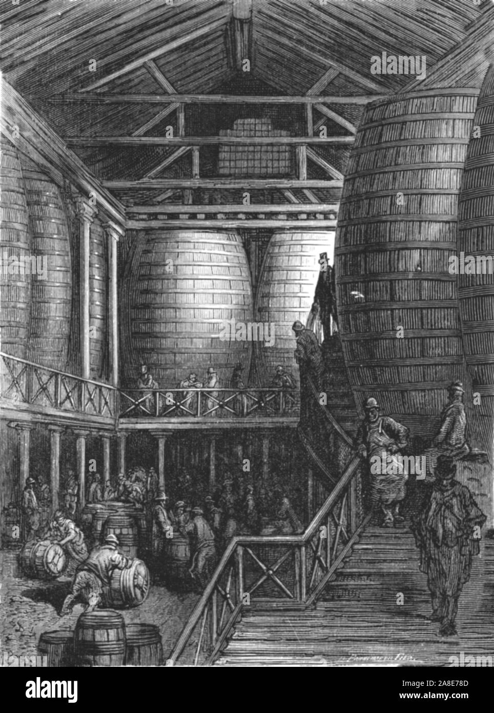 'The Great Vats', 1872. Fermentation tanks at Barclay, Perkins and Company brewery in Park Street, Southwark. From, &quot;LONDON. A Pilgrimage&quot; by Gustave Dore and Blanchard Jerrold. [Grant and Co., 72-78, Turnmill Street, E.C., 1872]. Stock Photo