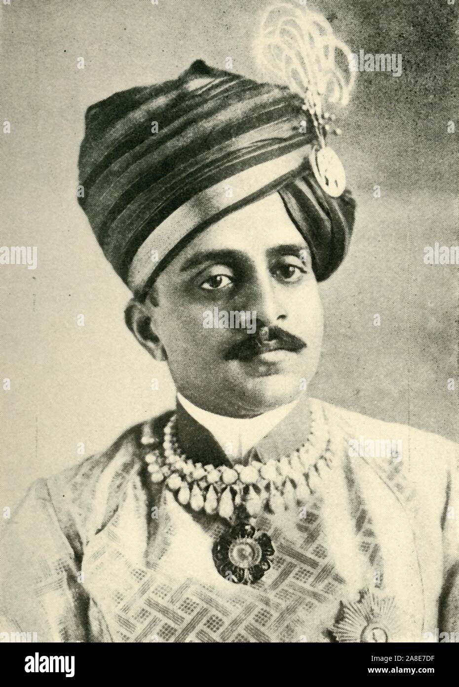 'The Maharajah of Mysore', c1905, (c1920). Portrait of Yuvaraja Sri Sir Kanteerava Narasimharaja Wadiyar (1888-1940), the heir apparent of the princely state of Mysore in India. From &quot;The Great World War: A History&quot;, Volume V, edited by Frank A Mumby. [The Gresham Publishing Company Ltd, London, c1920] Stock Photo