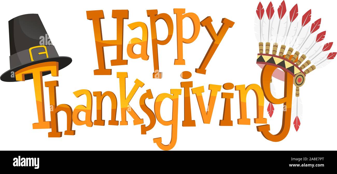 Happy Thanksgiving Banner Sign, vector illustration image. Stock Vector