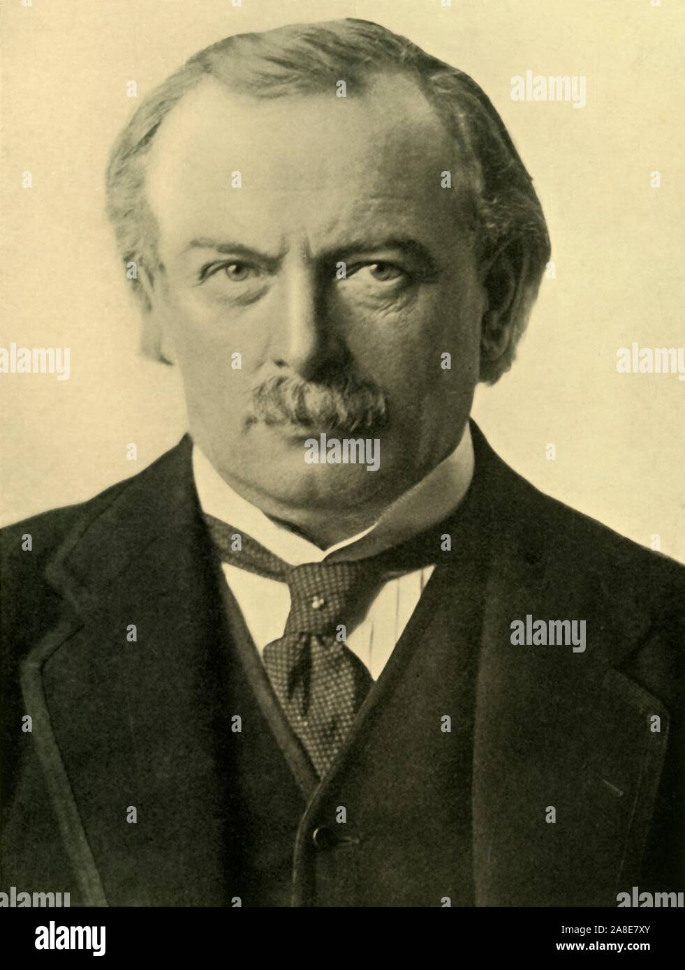 'The Right Hon. David Lloyd George, Prime Minister and First Lord of the Treasury', c1918, (c1920). Portrait of David Lloyd-George (1863-1945) British prime minister between 1916 and 1922. On 11 November 1918, he announced: 'The armistice was signed at five o'clock this morning, and hostilities are to cease on all fronts at 11 a.m. to-day'. The armistice signalled the end of the First World War. From &quot;The Great World War: A History&quot;, Volume IX, edited by Frank A Mumby. [The Gresham Publishing Company Ltd, London, c1920] Stock Photo
