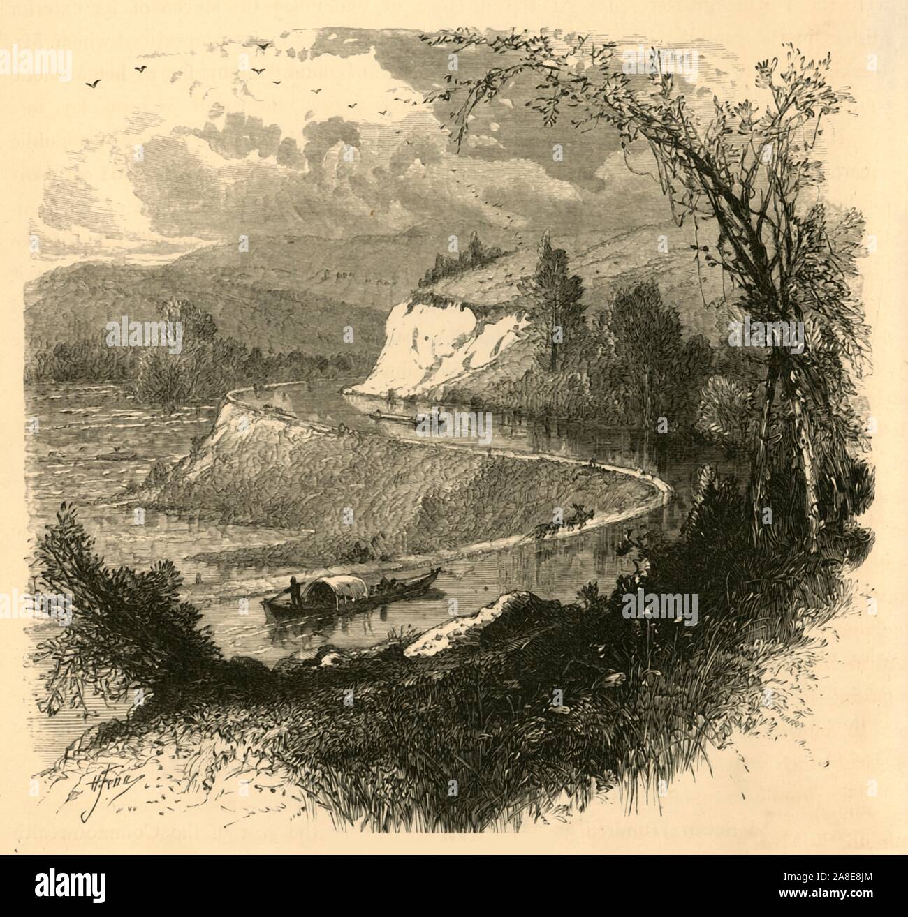 'The James, above Richmond', 1872. The Kanawha Canal and the James River, Virginia, USA. From &quot;Picturesque America; or, The Land We Live In, A Delineation by Pen and Pencil of the Mountains, Rivers, Lakes...with Illustrations on Steel and Wood by Eminent American Artists&quot; Vol. I, edited by William Cullen Bryant. [D. Appleton and Company, New York, 1872] Stock Photo