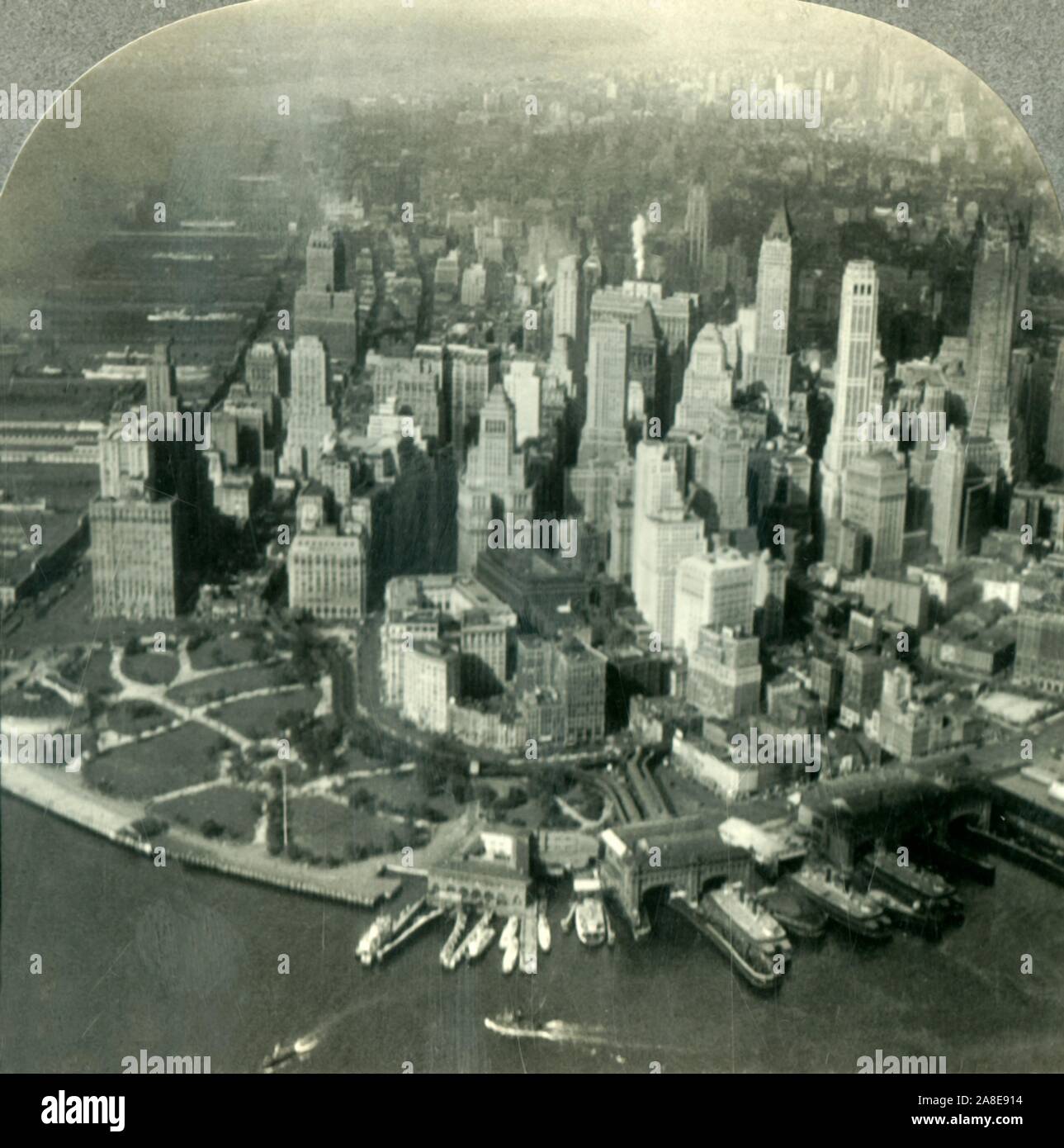'Manhattan and the Hudson River from the Air, New York', c1930s. New