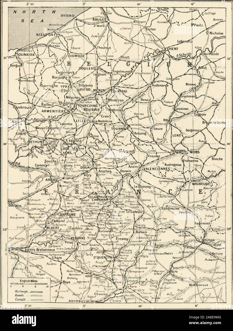 'The Great Arras Battle Area', 1917. From &quot;The War Illustrated Album De Luxe - Volume VIII. Ending The First Three Years&quot;, edited by J. A. Hammerton. [The Amalgamated Press, Limited, London, 1917] Stock Photo