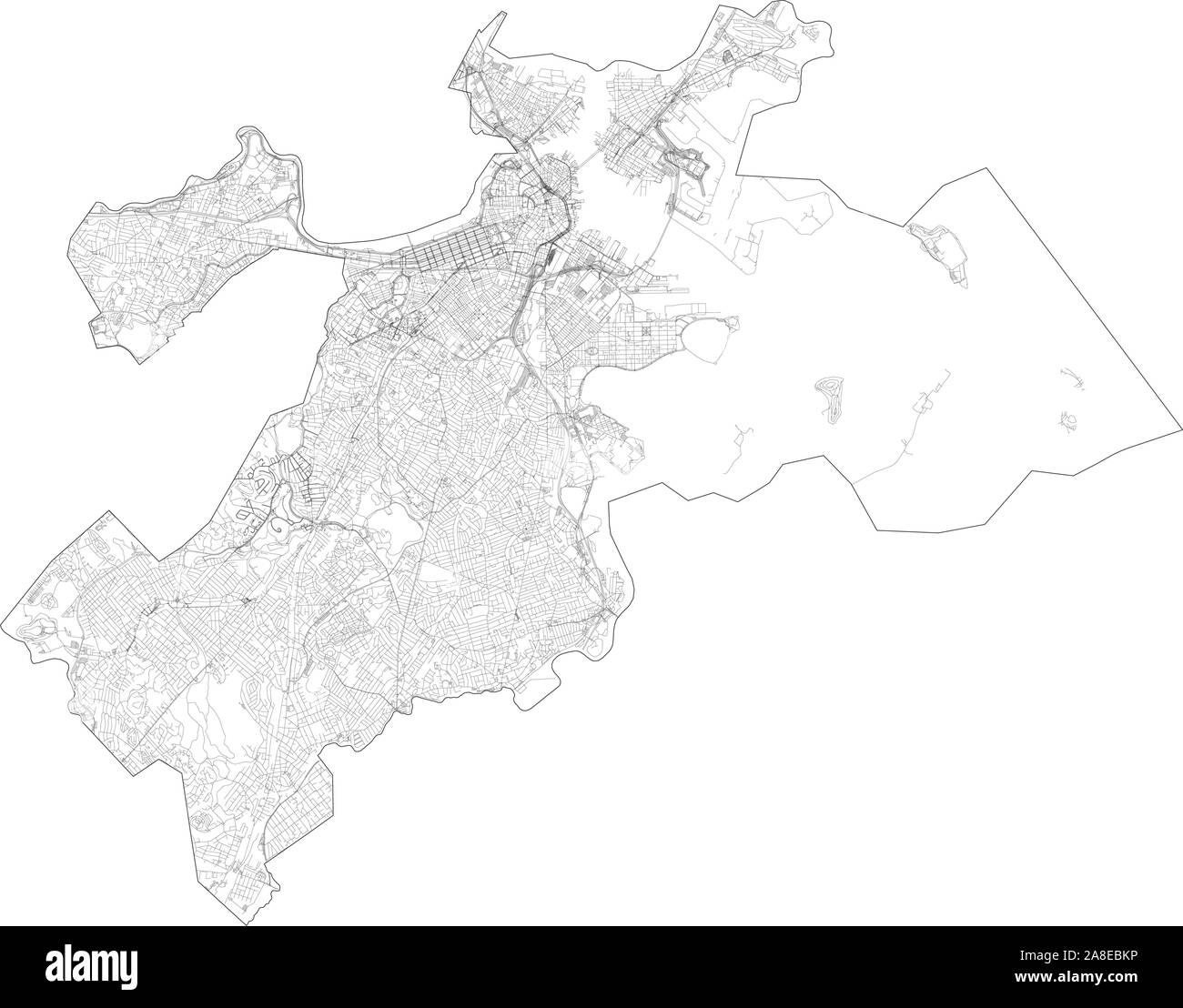 Satellite map of Boston, Usa. Map roads, ring roads and highways, rivers. Transportation map Stock Vector