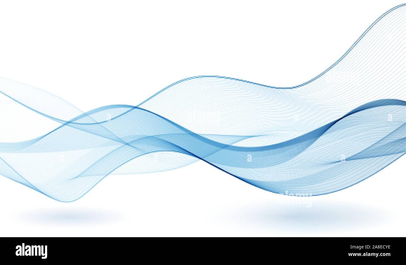 Blue wavy lines on a white background. Abstract wave background. eps 10 Stock Vector