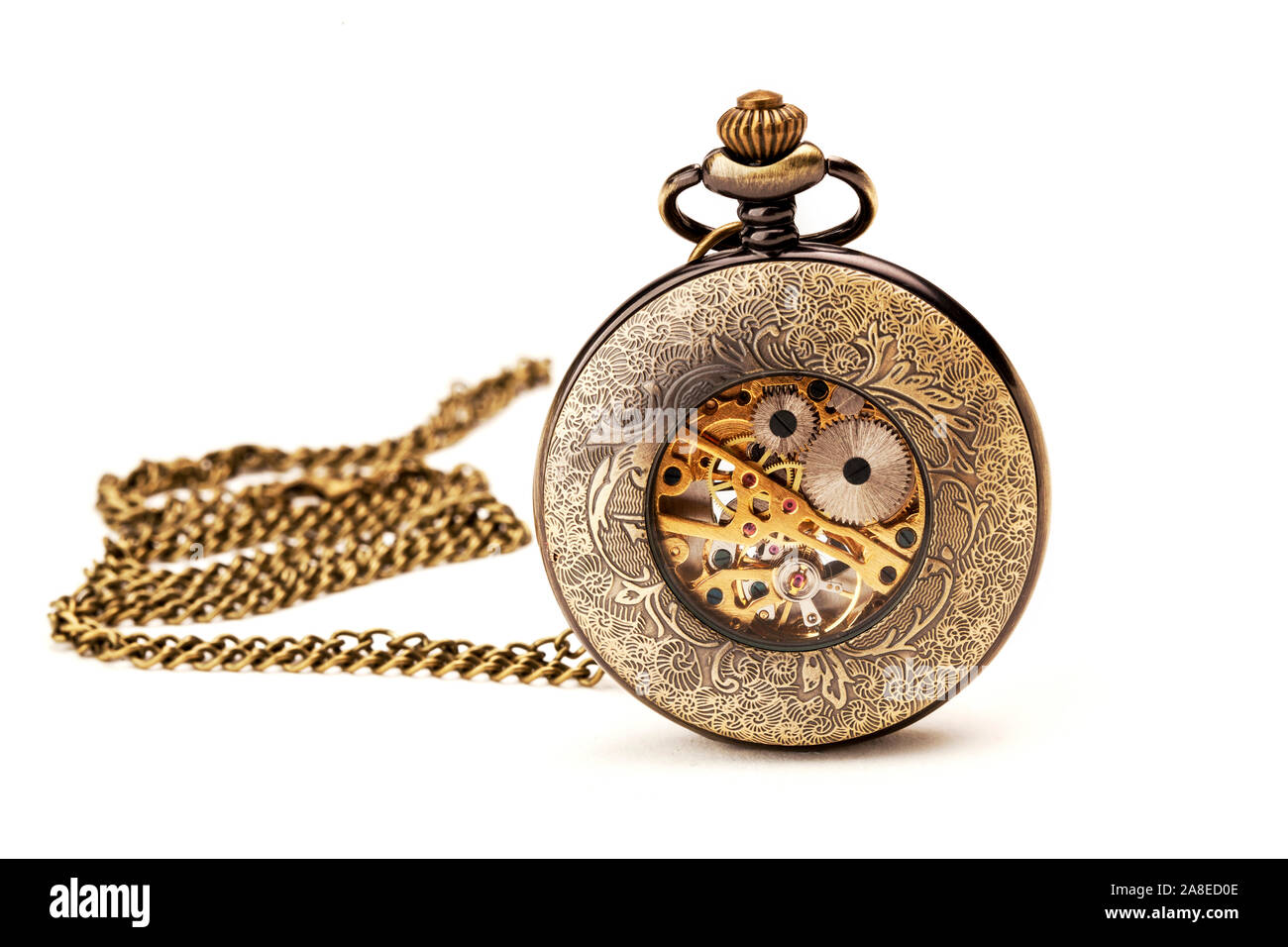 Modern ornate pocket watch and chain Stock Photo Alamy