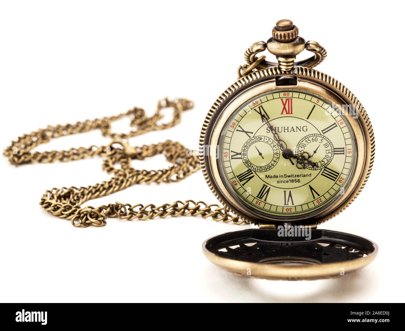 Modern ornate pocket watch and chain Stock Photo Alamy
