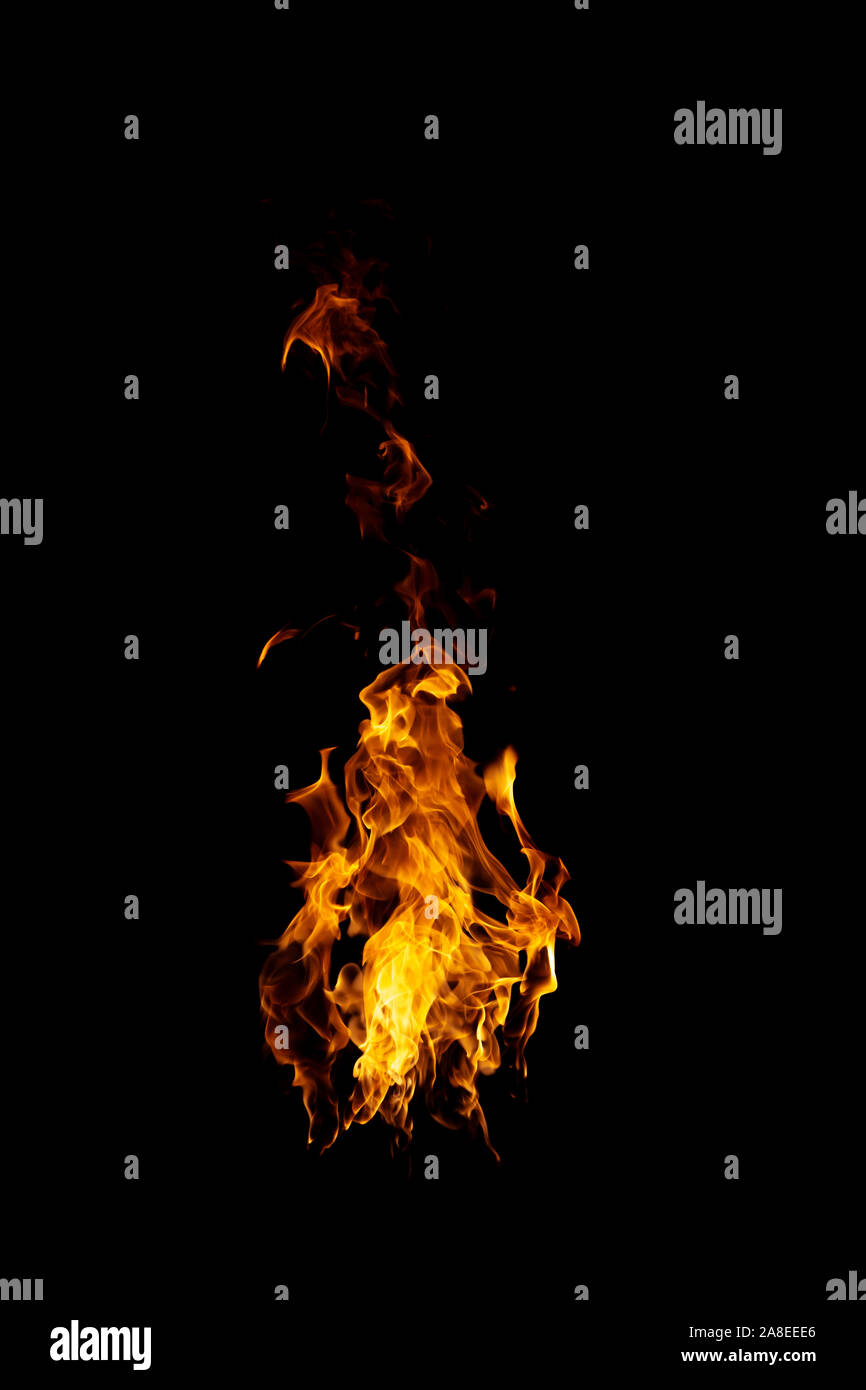 real and hot flames are burning on a black background Stock Photo - Alamy