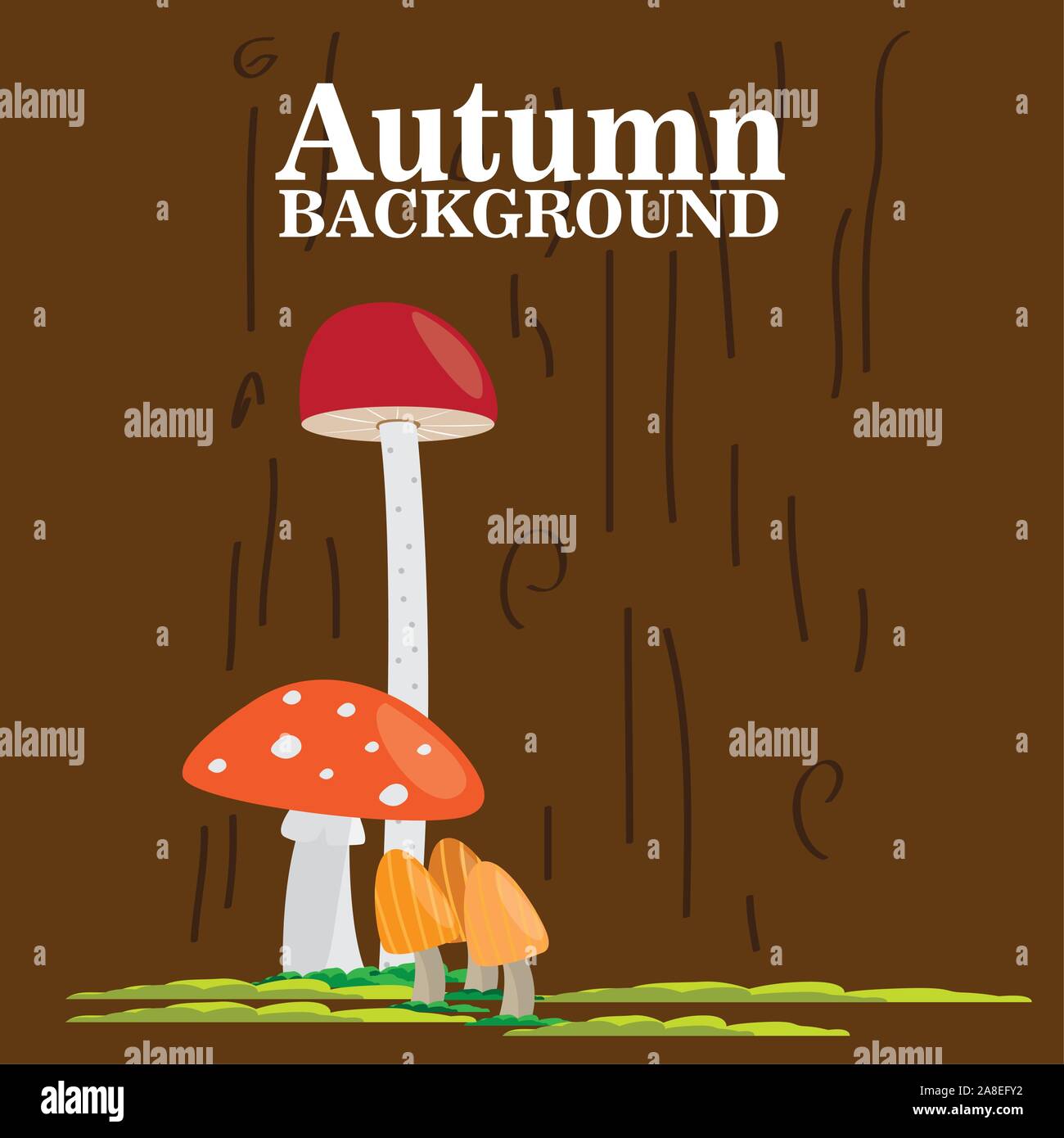 Autumn background with a mushrooms - Vector illustration Stock Vector ...