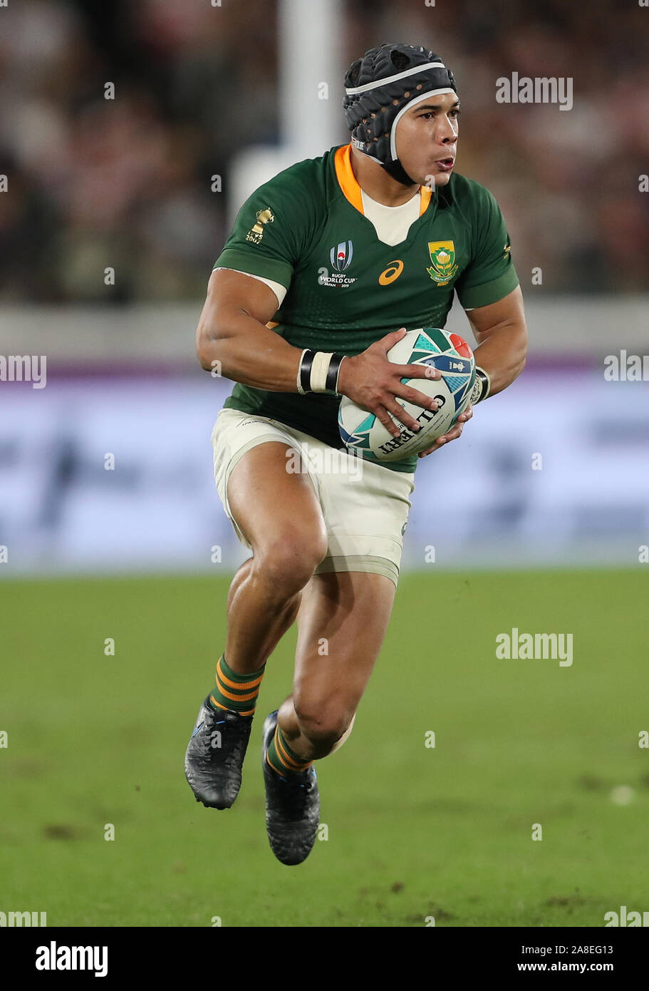 South Africa's Cheslin Kolbe during the 2019 Rugby World Cup final match at Yokohama Stadium. Stock Photo