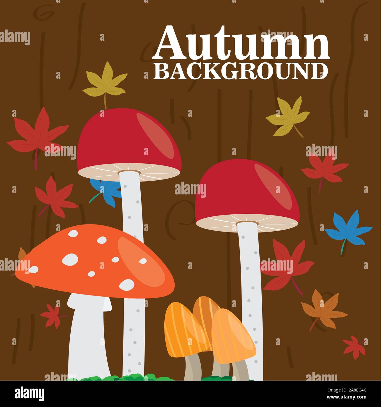 Autumn background with a mushrooms - Vector illustration Stock Vector ...
