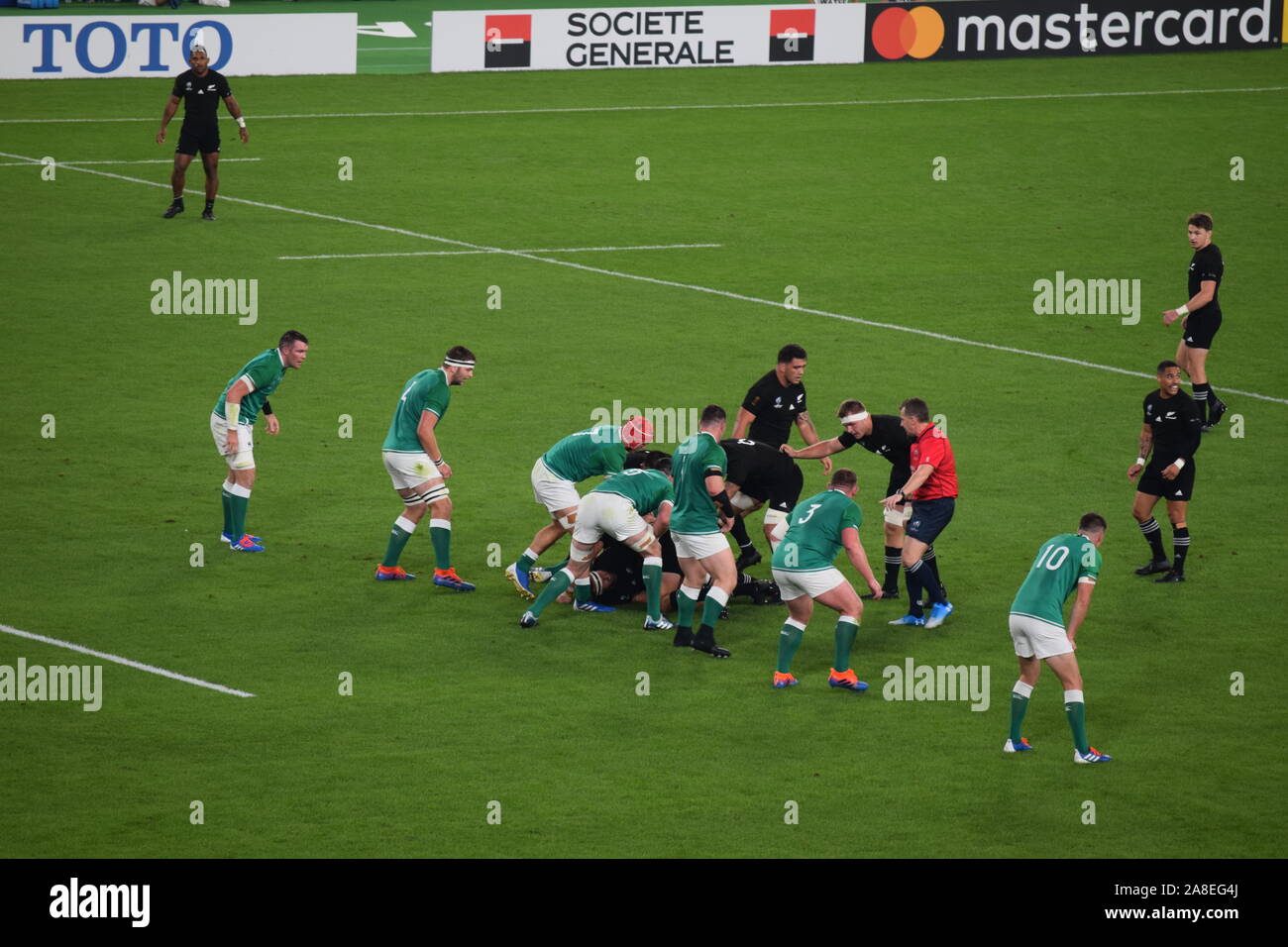 Rugby World Cup - Japan 2019, quarter final between Ireland and New Zealand. Stock Photo