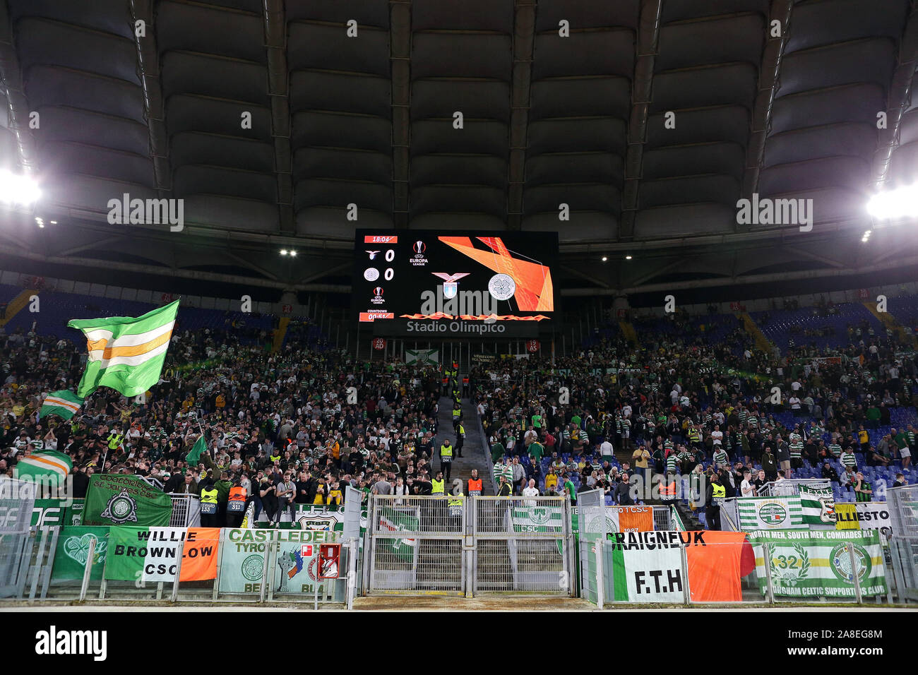 Supporters of Celtic before the UEFA Europa League, Group E football match  between SS Lazio and Celtic FC on November 7, 2019 at Stadio Olimpico in  Rome, Italy - Photo Federico Proietti