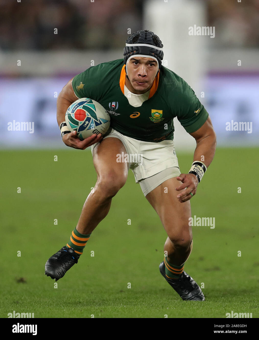 South Africa's Cheslin Kolbe during the 2019 Rugby World Cup final match at Yokohama Stadium. Stock Photo