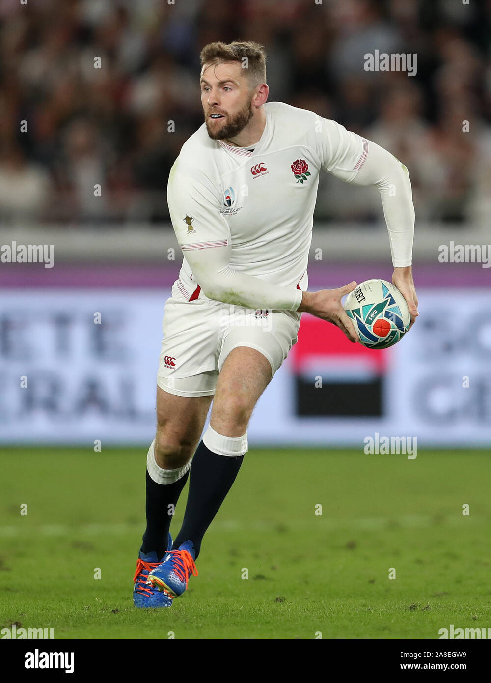 England's Elliot Daly during the 2019 Rugby World Cup final match at Yokohama Stadium. Stock Photo