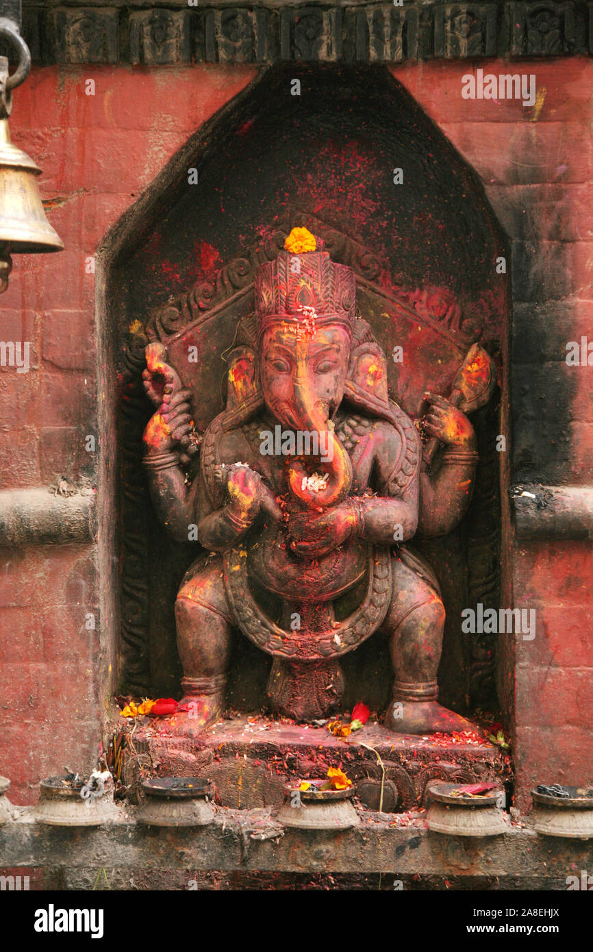 A sculpture of the Hindu God Ganesh, Thamel, Kathmandu, Nepal Stock Photo